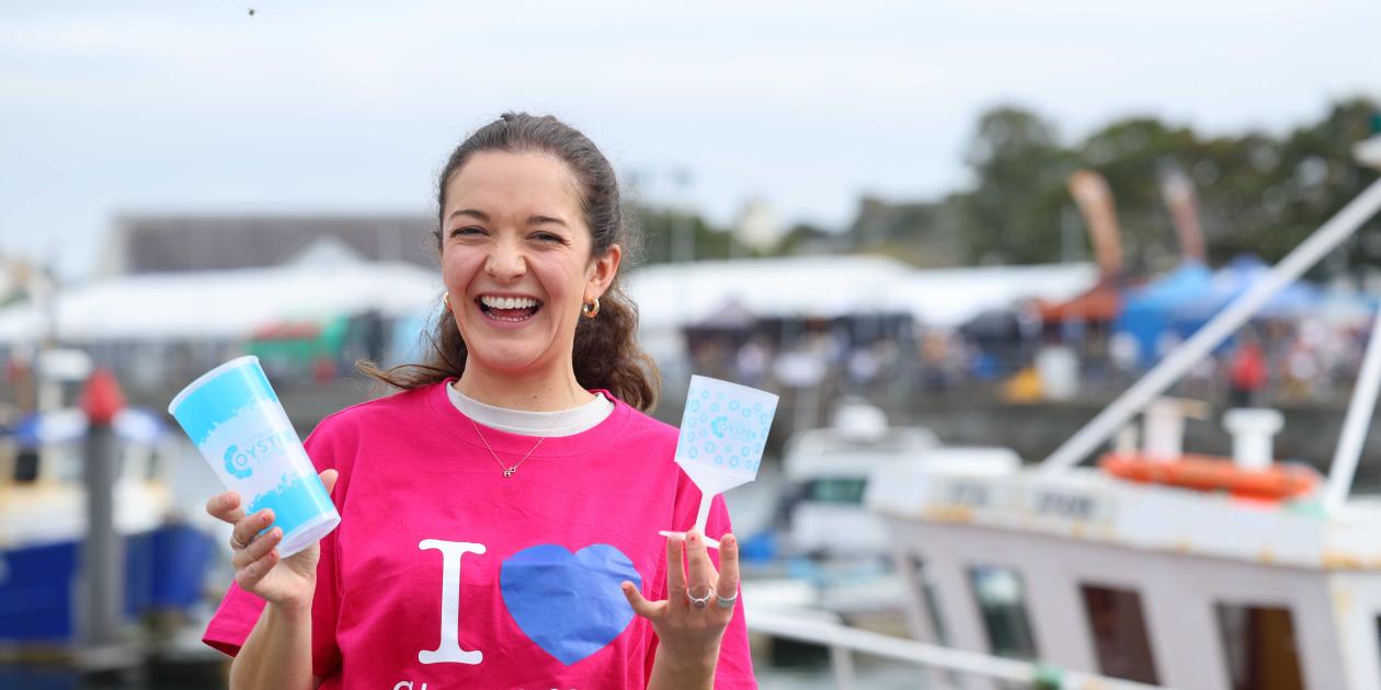 Allana Hardie with reusable glasses
