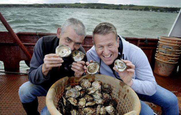 Oyster fisherman Rab Lamont with Allan Jenkins of Stranraer Oyster Festival