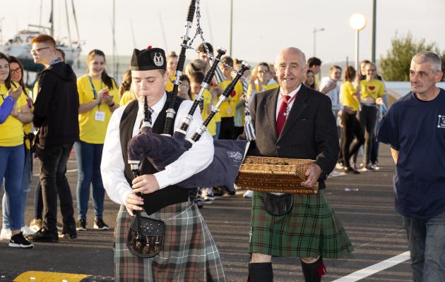 Piping the native oysters ashore at Stranraer Oyster Festival