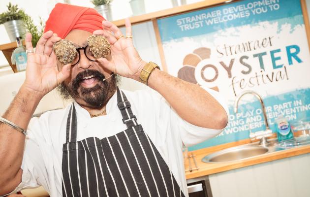 Tony Singh with oysters at Stranraer Oyster Festival
