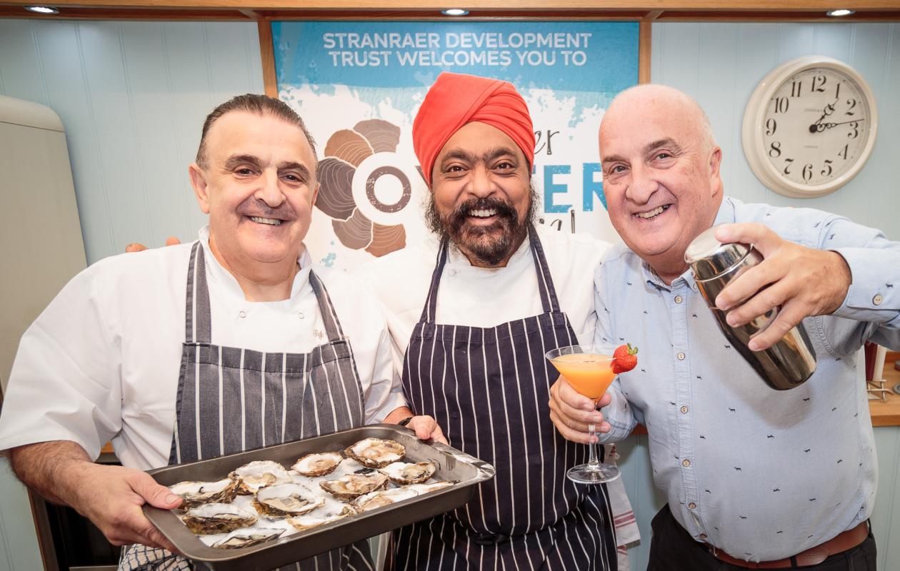 Tony Singh, Massimo Lisi and Douglas Lisi at Stranraer Oyster Festival