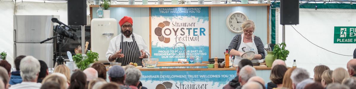Tony Singh demonstrates at Stranraer Oyster Festival