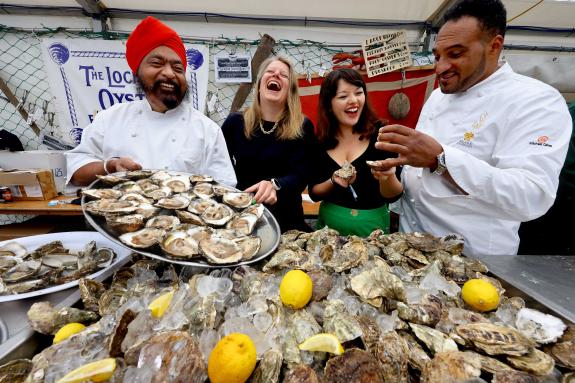 Chefs trying oysters at Stranraer Oyster Festival